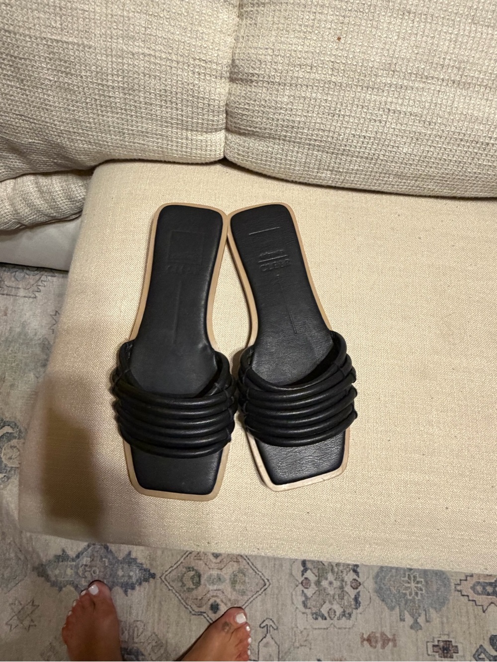 Dolce Vita Women's Black Slide Sandals with Layered Straps